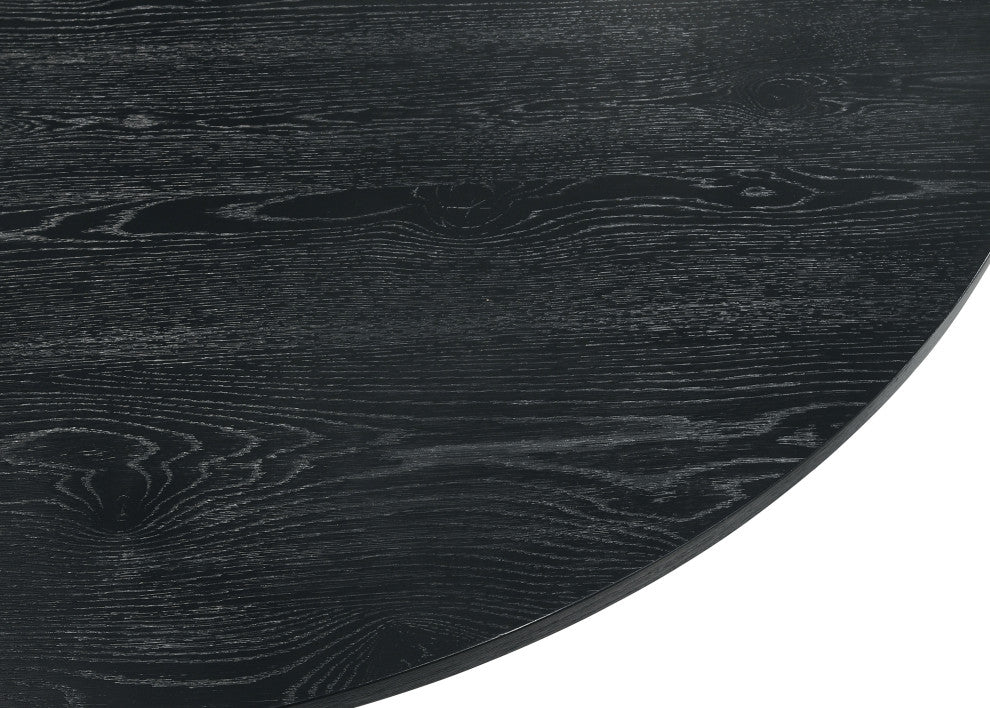 Jasper White 59"W Contemporary Round Dining Table with Pedestal Base, Ebony Black