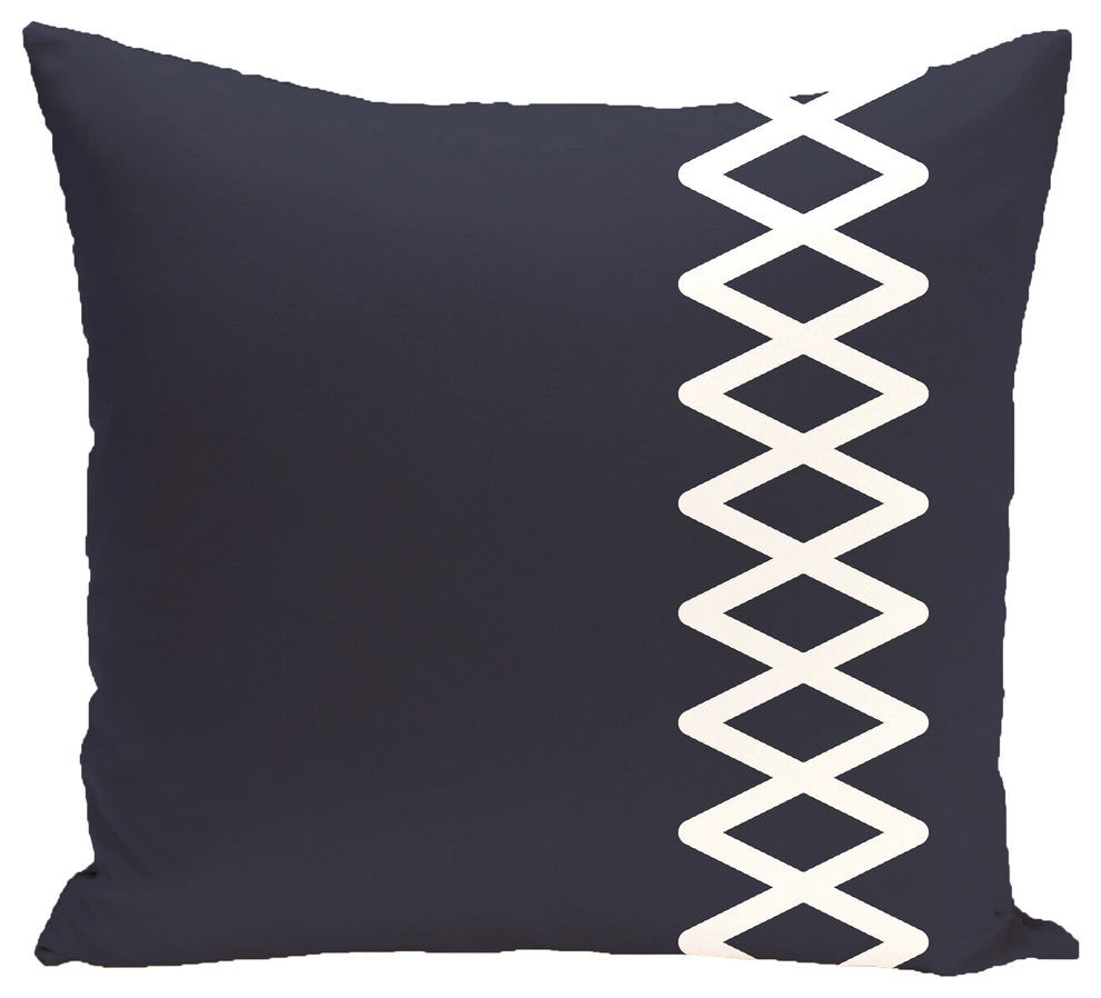 Lace Up Geometric Print Outdoor Pillow, Bewitching, 18"x18"