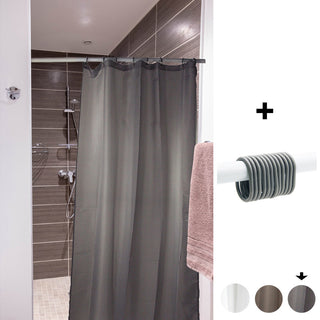 Grey Stall Shower Curtain Half Size Polyester 8 Rings 72"L x 48"W