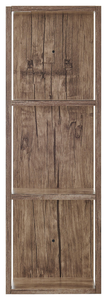 Danya B. Recife Vertical Three-Tier Modern Shadow Box Wall Shelf, Hickory