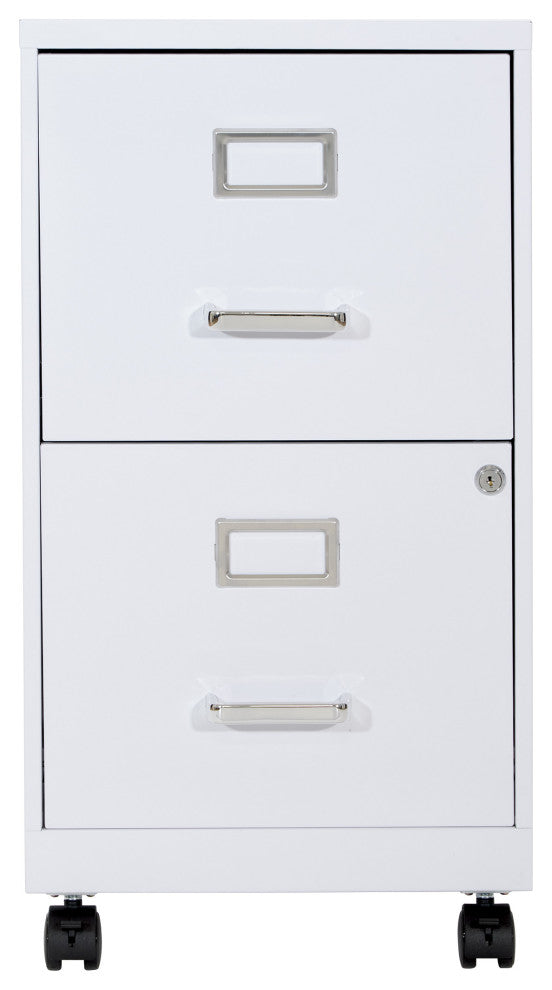 2 Drawer Mobile Locking Metal File Cabinet, White