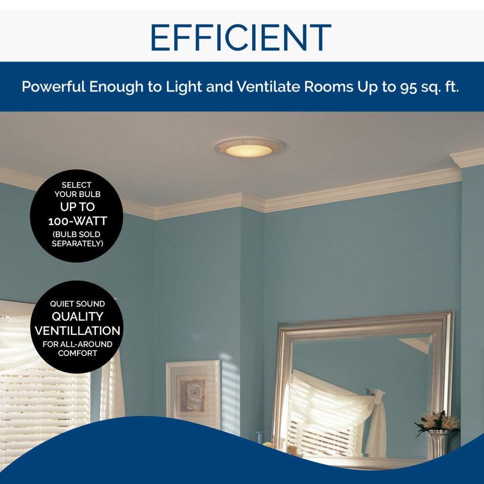 Exhaust Fan and 100-Watt Incandescent Light With Glass Lens