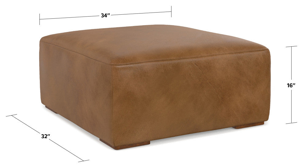Rex Ottoman in Genuine Leather , Fully Assembled