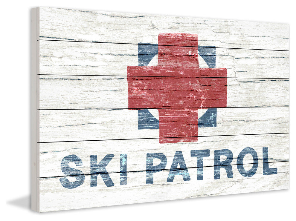 "Rugged Ski Patrol" Painting Print on White Wood, 36"x24"