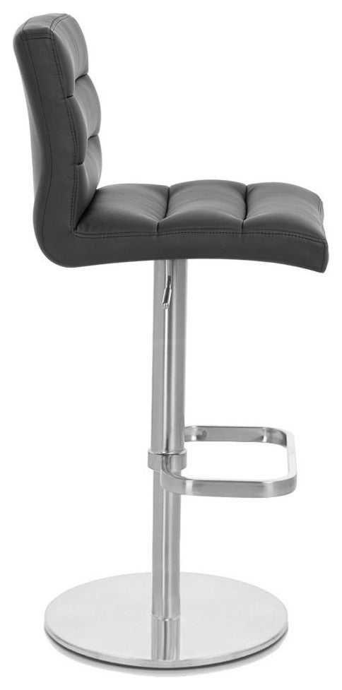 Lush Adjustable Height Swivel Bar Stool Round Flat Base Black