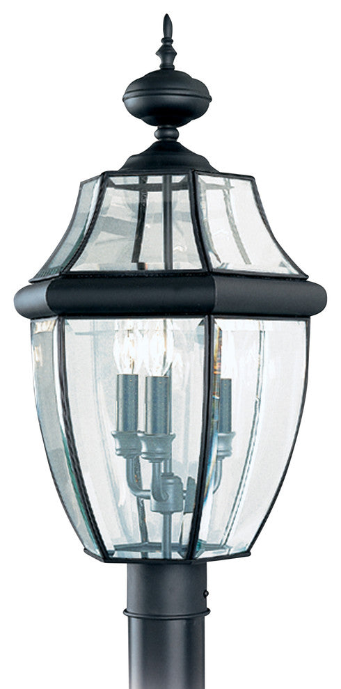 Generation Lighting Lighting 3-Light Outdoor Post Lantern, Black