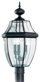 Generation Lighting Lighting 3-Light Outdoor Post Lantern, Black