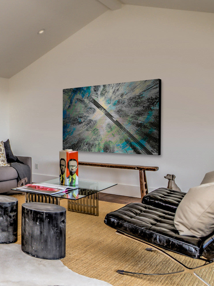 "Lighted Forest" Painting Print on Brushed Aluminum, 45"x30"