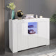 Kitchen Sideboard Cupboard with LED Light White High Gloss Storage Cabinet