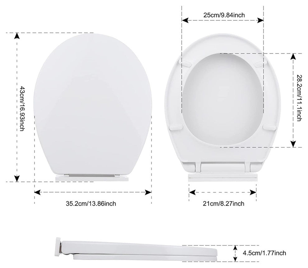 White Removable Round Bowl White Toilet Seat