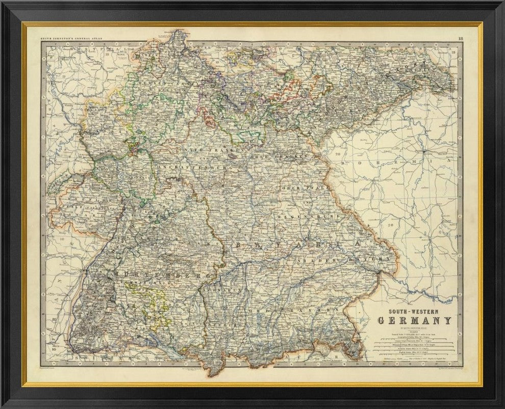 "Southwestern Germany, 1861"  by Alexander Keith Johnston, 40x33"