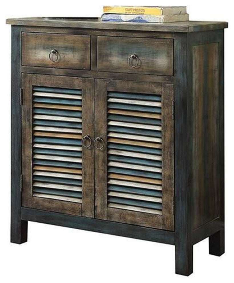 Console Table With 2 Storage Drawers, Antique Oak