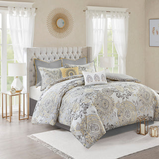 Madison Park Isla 8 Piece Cotton Floral Printed Reversible Comforter Set