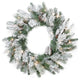 Pre-Lit Flocked Victoria Pine Artificial Christmas Wreath, Clear Lights, 24"