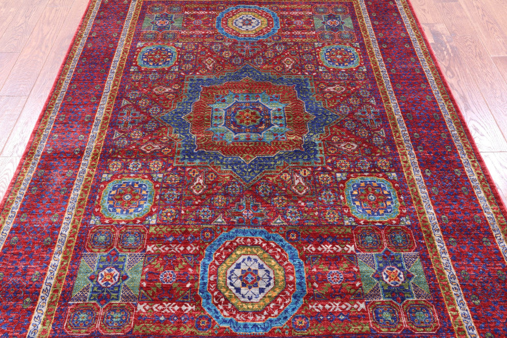 5' 7" X 7' 11" Handmade Mamluk Geometric Rug - Q12272