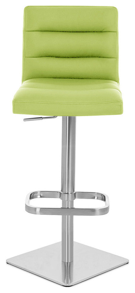 Lush Adjustable Height Swivel Barstool - Square Base, Lime Green