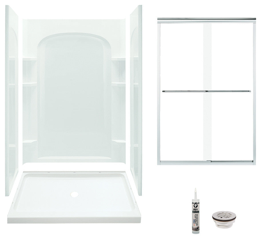 Sterling Ensemble Vikrell Center Drain Alcove Shower Kit 72"x24"x48", White