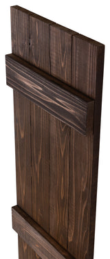 Traditional Board and Batten Exterior Shutters Pair, Coffee Brown, 48"