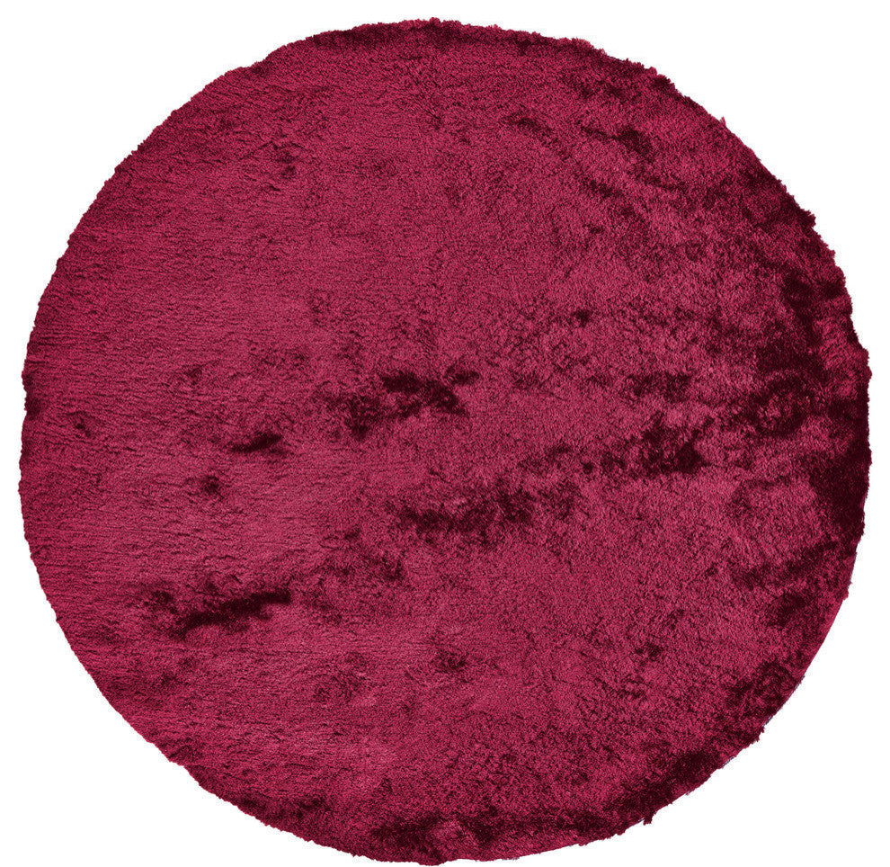 Weave & Wander Armada Plush Shag Rug, Cranberry, 8'x8' Round