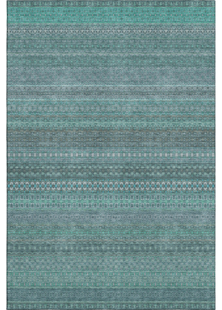 Premium Machine Washable Mayfield AMF527 Turquoise 3' x 5' Rug