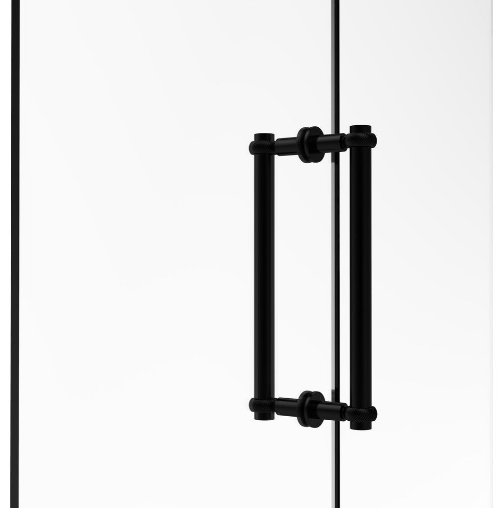 Contemporary 12" Twisted Accent Back to Back Shower Door Pull, Matte Black