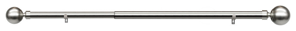Linen Avenue Ball Single Curtain Rod Set,48 to 86-Inch,Brushed Nickel