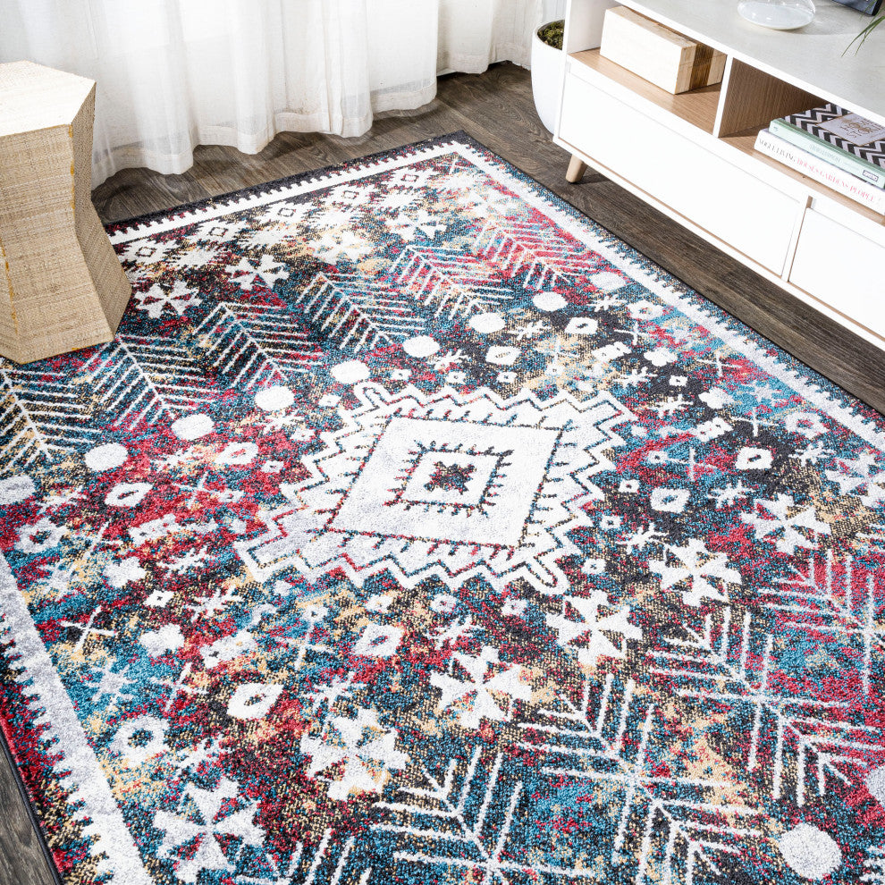 Dhiya Distressed Kilim Runner Rug, Multi, 3'x5'
