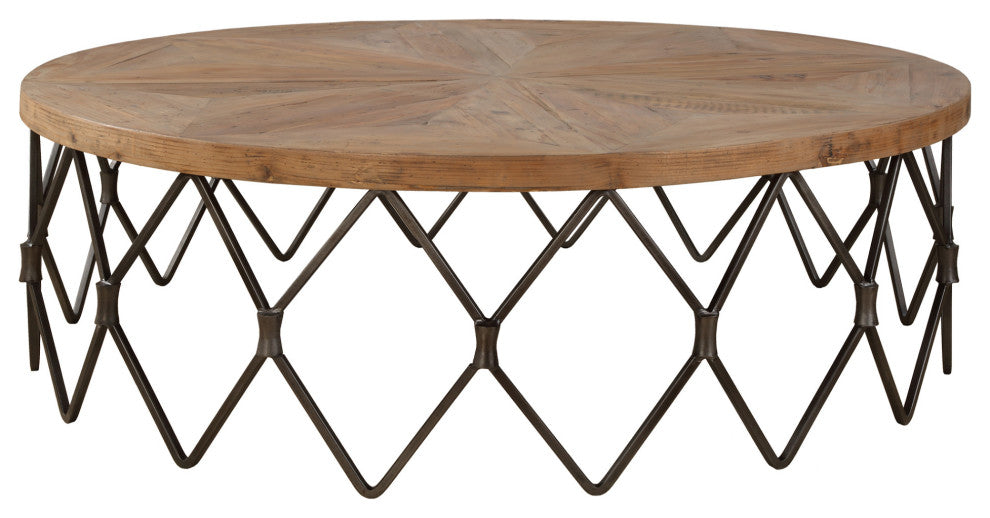 Uttermost 22998 Chain Reaction 54"W Iron and Wood Coffee Table - Aged Iron