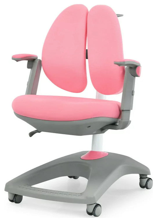 Ergonomic Office Chair, Unique Design With Padded Seat & Double Backrests, Pink