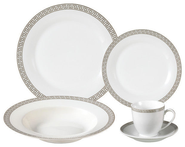 Porcelain Dinnerware Set, 24 Piece Service for 4 by Lorren Home Trends
