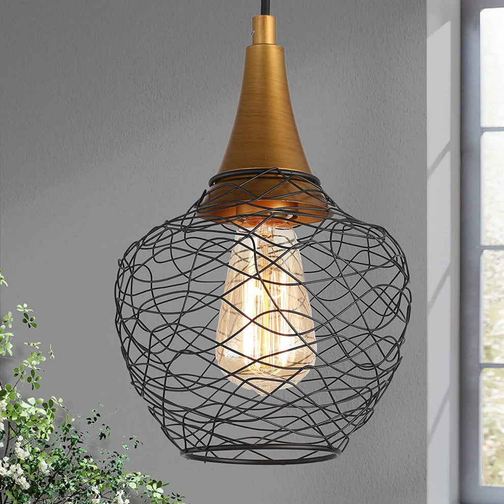 Modern Gold Pendant Light Wire Cage Pendant Lamp