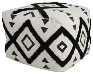 Textured Double Diamond Pouf Ottoman