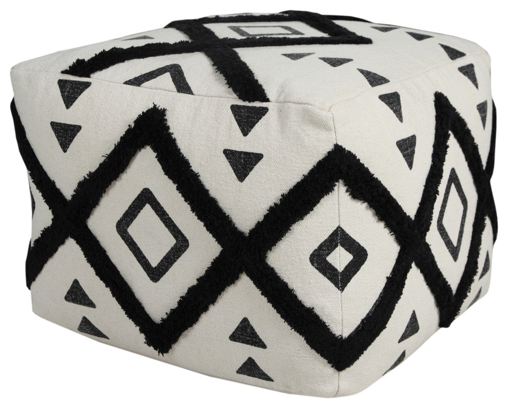 Textured Double Diamond Pouf Ottoman