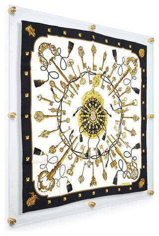 40"x40" Double Panel Acrylic Frame For 36"x 36" Scarf Or Art, Gold Hardware