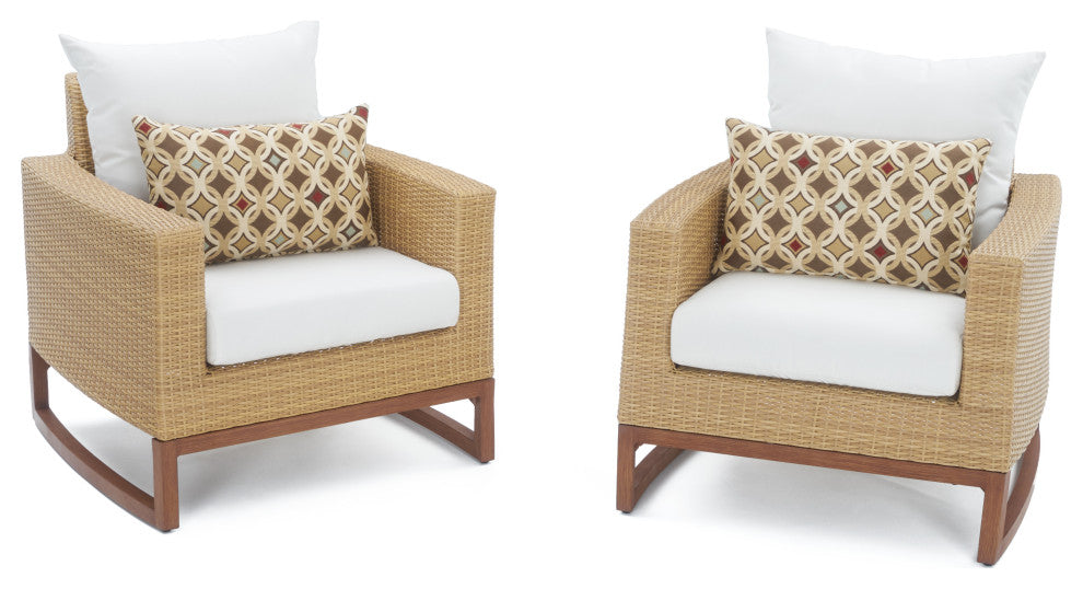 Milea 5 Piece Sunbrella Outdoor Patio Club Chair and Ottoman Set, Moroccan Cream