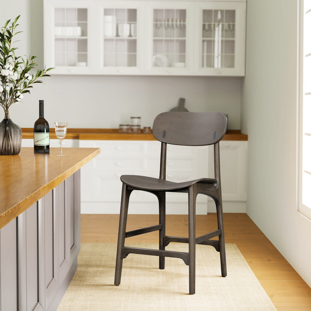 Solvang Wood Stool, Carbonite Finish, Counter Height
