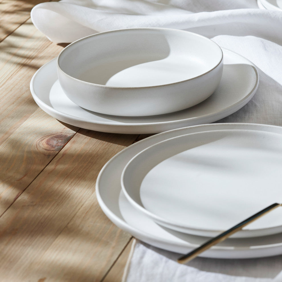 Porto by Stone Lain Macchio Stoneware Dinnerware Set, White Matte, 12-Piece