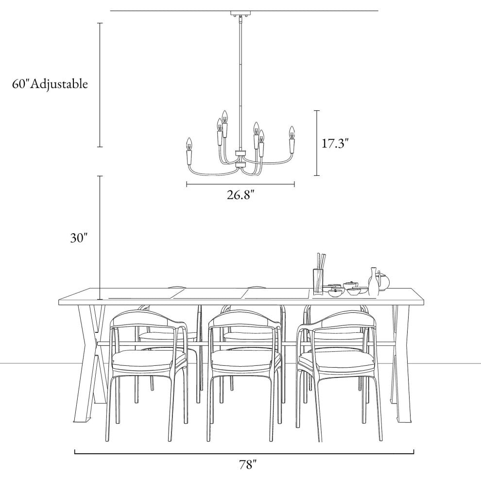 LNC 6-Light Polished Gold Candle Modern/Contemporary LED Indoor Chandelier