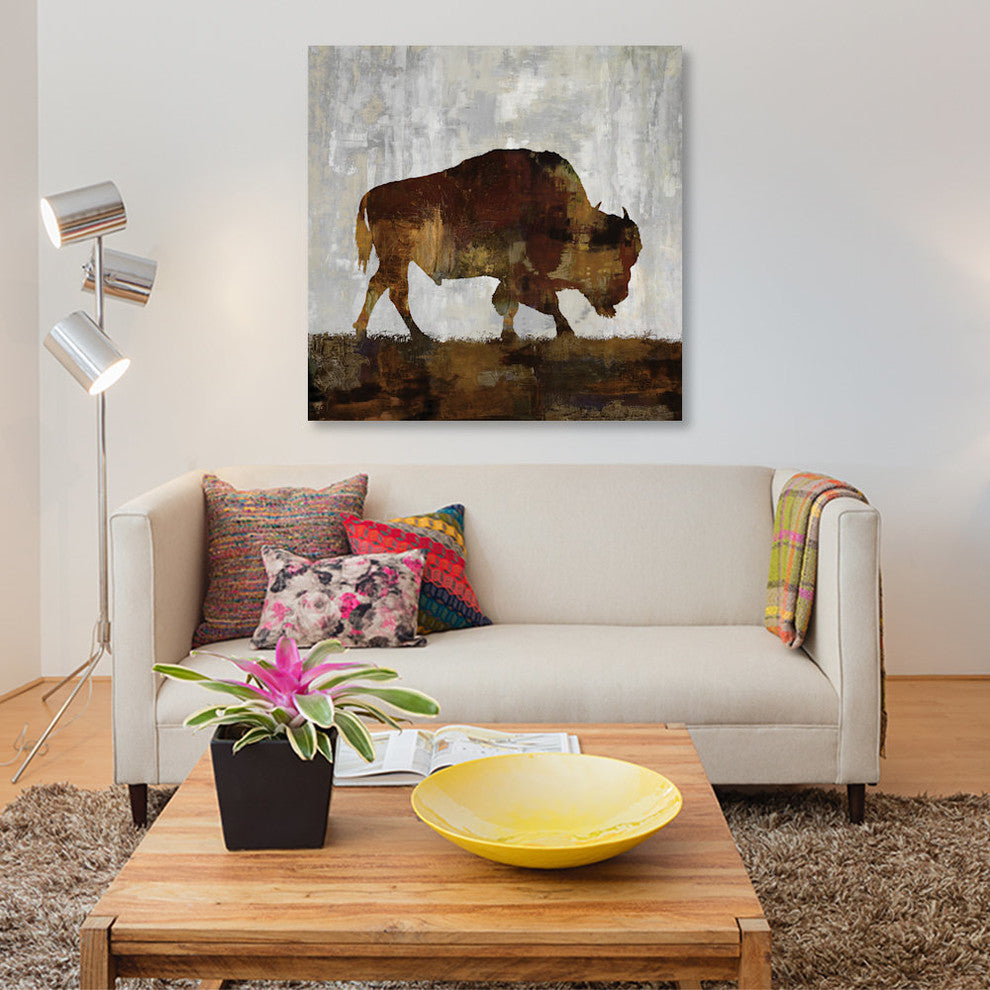"Bison" by Carl Colburn, Canvas Print, 37"x37"