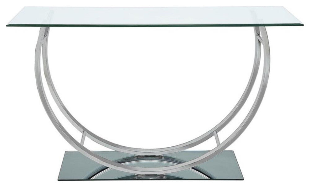 Coaster Contemporary U-Shaped Glass Top Sofa Table in Chrome