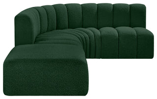 Arc Boucle Fabric Upholstered 5-Pc. L-Shaped Modular Sectional, Green
