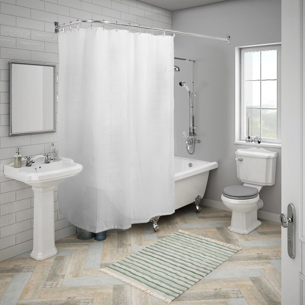 Utopia Alley Rustproof L-Shaped Corner Shower Curtain Rod, Chrome