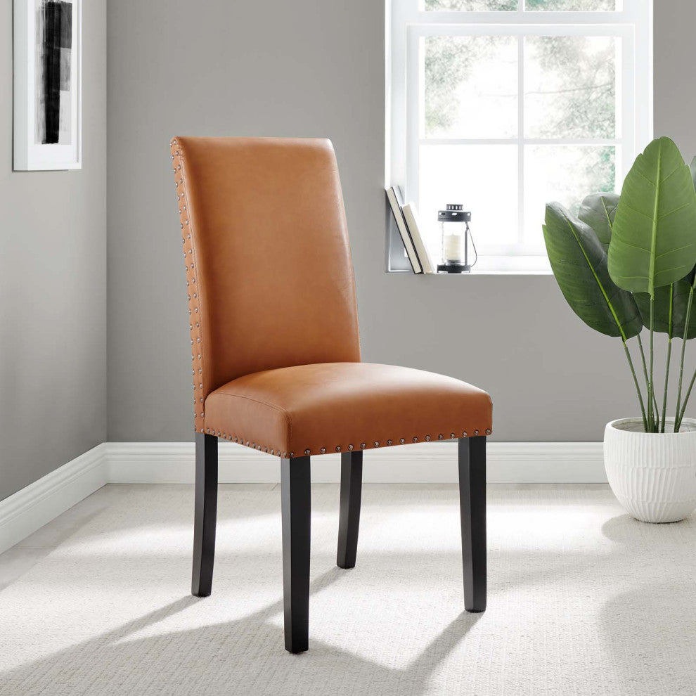 Parcel Dining Faux Leather Side Chair, Tan