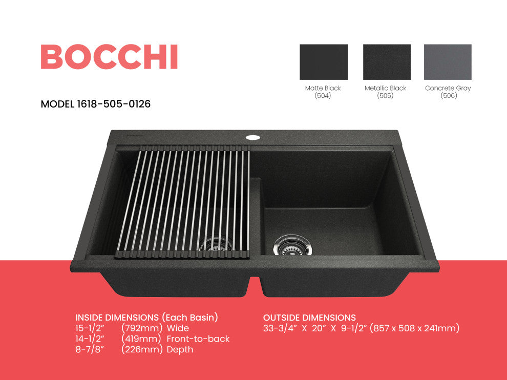 BOCCHI 1618-505-0126 Undermount 33 Metallic Black