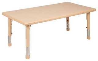 24"x48" Rectangular Plastic Activity Table Set With 4 Chairs, Natural