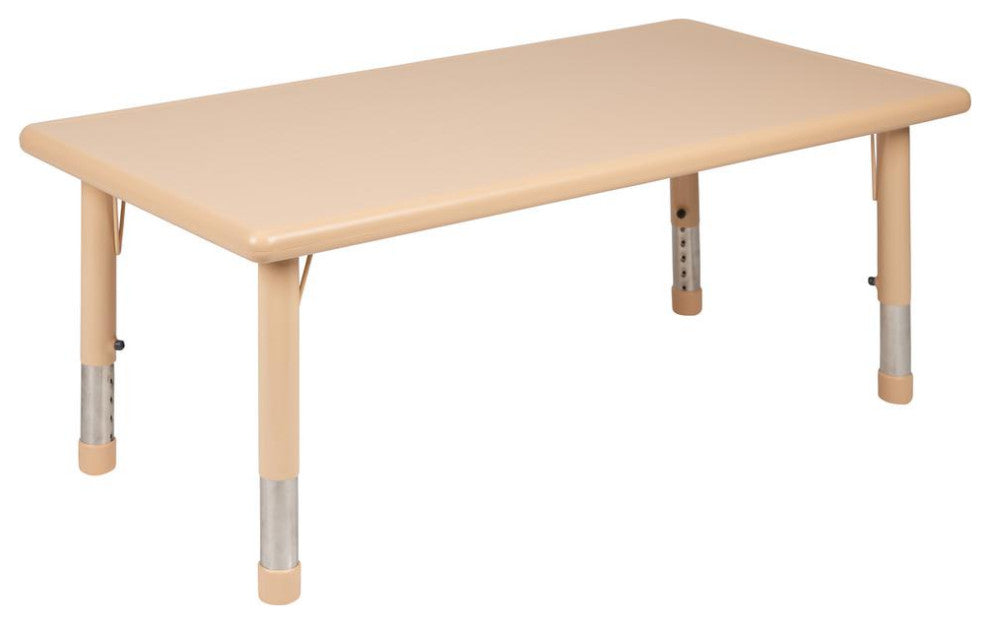 24"x48" Rectangular Plastic Activity Table Set With 4 Chairs, Natural