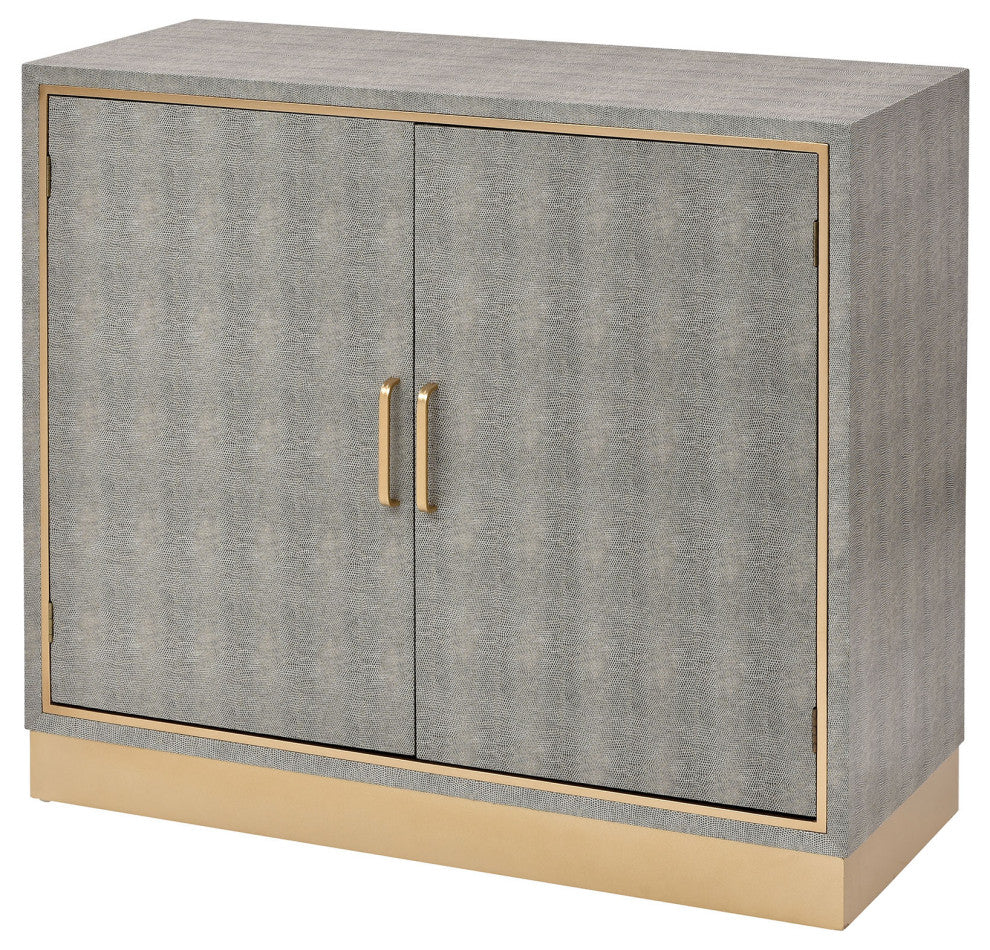 Elk Home Sands Point 35.43" 2-Door Modern Metal Cabinet in Gray/Gold