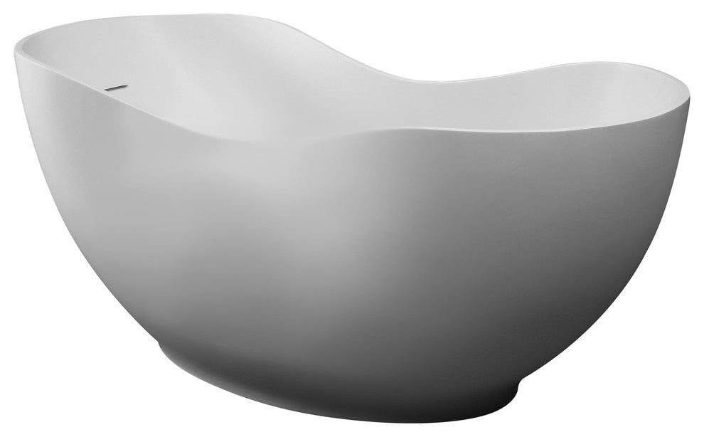 ALFI brand AB9949 66" White Solid Surface Smooth Resin Soaking Bathtub