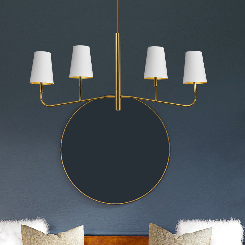 Eleanor Transitional 4 Light Aged Brass White Metal Chandelier