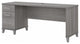 Transitional Desk, Large Design With Wire Management & 2 Drawers, Platinum Gray